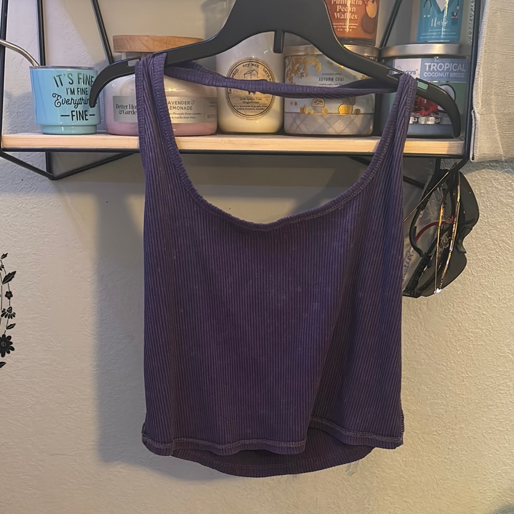 Purple Ribbed Women's Tank Top